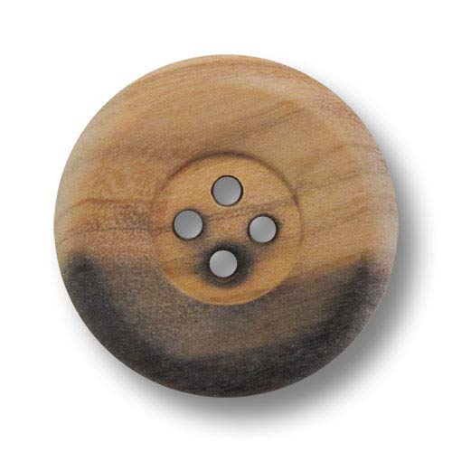 Knopfparadies - Natürliche Holzknöpfe mit vier Löchern und breitem, teils geflammten Rand. Ø: ca. 16mm! von Knopfparadies