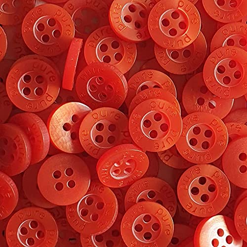 Knopfparadies - Packung 10 hübsche 4-Loch Kunststoffknöpfe in verschiedenen Farben und Größen/Blusenknöpfe/Hemdenknöpfe (korall-rot, Ø ca. 11,5mm) von Knopfparadies