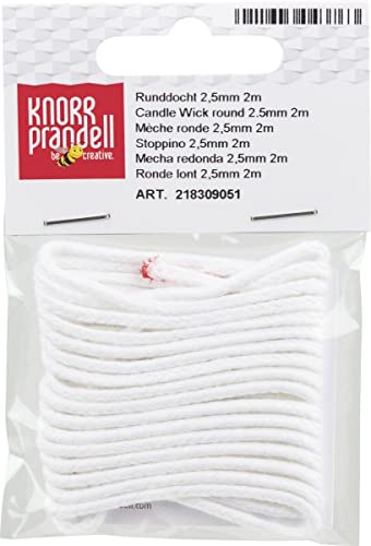 2 Meter Docht 2 mm Dicke 2,5 mm für Kerzen Wick rund Kerze von Knorr Prandell