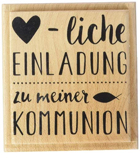 Knorr Prandell 211800170 Knorr prandell 211800170 Stempel aus Holz (Kommunion & Konfirmation) Motivgröße 5,2 x 5,4 cm , Motiv: Herzliche Einladung Kommunion von Knorr Prandell