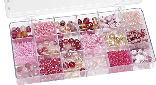 Knorr prandell 216050220 Sortimentsbox Glasperlen (21 x 10,5 x 2,4 cm, 200 g) rosa von Knorr Prandell