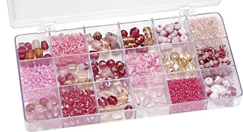 Knorr prandell 216050220 Sortimentsbox Glasperlen (21 x 10,5 x 2,4 cm, 200 g) rosa von KnorrPrandell