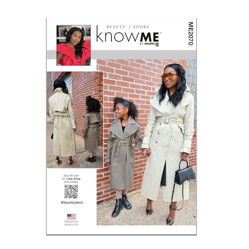 Know Me ME2070K5 Girl's Slim Trench Coat Schnittmuster-Paket von Beaute' J'Adore, Design-Code ME2070, Papier, Mehrfarbig, Sizes 7-8-10-12-14 von Know Me