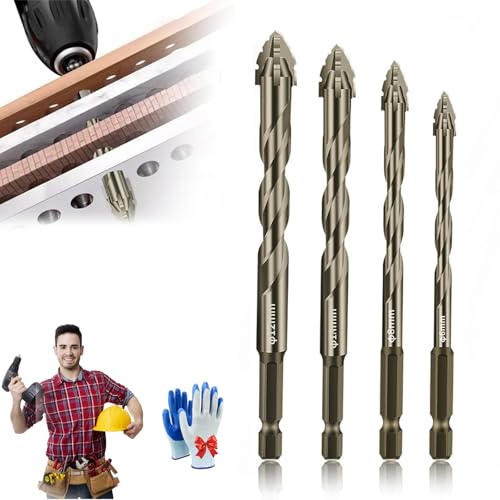 New Four-Flute Sawtooth Eccentric Drill Bit, Four-Edged Serrated Eccentric Drill, Multifunction Drill Bit Set, High Hardness Skewed Head Eccentric Drill Bits (4/5/6/8/10/12mm) von Knubbuf