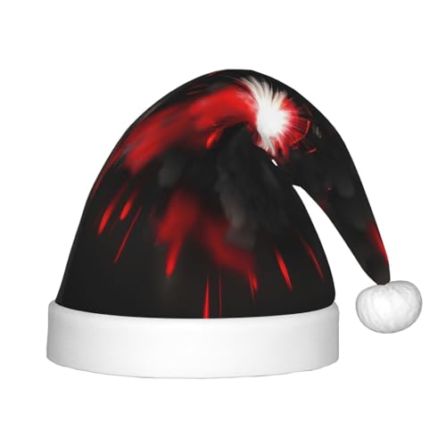 KoNsev Explosion Burst Plüsch-Weihnachtsmannmütze, Weihnachtsmütze für Weihnachtsfeier, Unisex, Teenager, Partyzubehör, Rot / Schwarz, 1 Stück von KoNsev