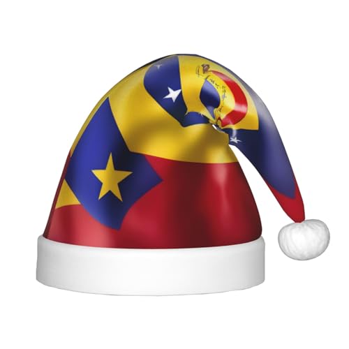 KoNsev Flagge von Venezuela, Plüsch-Weihnachtsmannmütze, Weihnachtsmütze für Weihnachtsfeier, Unisex, Teenager, Partyzubehör, 1 Stück von KoNsev