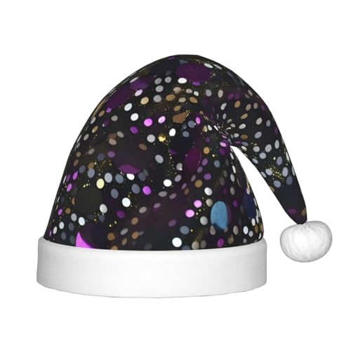 KoNsev Glitzernde Pailletten-Punkte, Plüsch-Weihnachtsmannmütze, Weihnachtsmütze für Weihnachtsfeier, Unisex, Teenager, Partyzubehör, 1 Stück von KoNsev