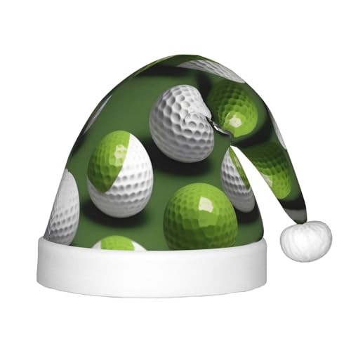 KoNsev Golfball, Plüsch-Weihnachtsmannmütze, Weihnachtsmütze für Weihnachtsfeier, Unisex, Teenager, Partyzubehör, 1 Stück von KoNsev