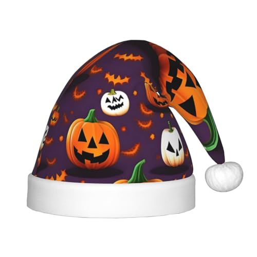 KoNsev Happy-Halloween-Day Trick-or-Treat Plüsch-Weihnachtsmannmütze, Weihnachtsmütze für Weihnachtsfeier, Unisex, Teenager, Partyzubehör, 1 Stück von KoNsev