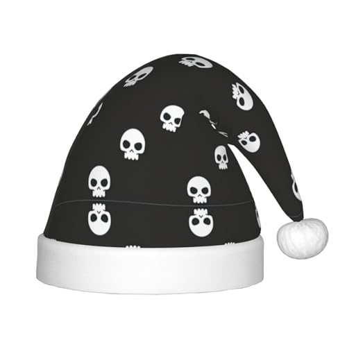 KoNsev Plüsch-Weihnachtsmannmütze, Totenkopf-Motiv, Weihnachtsmütze für Weihnachtsfeier, Unisex, Teenager, Partyzubehör, 1 Stück von KoNsev