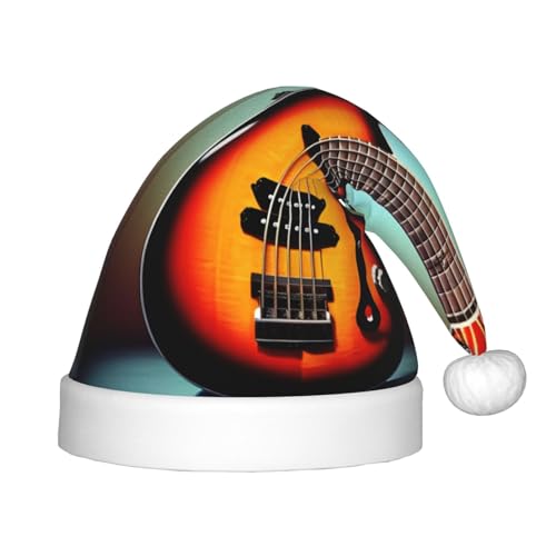 KoNsev Plüsch-Weihnachtsmütze für Gitarre, Bass, Musikinstrument, 1 Stück, Weihnachtsmütze für Weihnachtsfeier, Unisex, Teenager, Partyzubehör von KoNsev