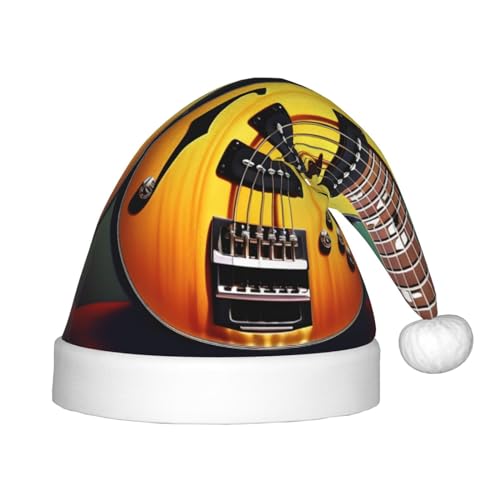 KoNsev Plüsch-Weihnachtsmütze für Gitarre, Bass, Musikinstrumente, 1 Stück, Weihnachtsmütze für Weihnachtsfeier, Unisex, Teenager, Partyzubehör von KoNsev