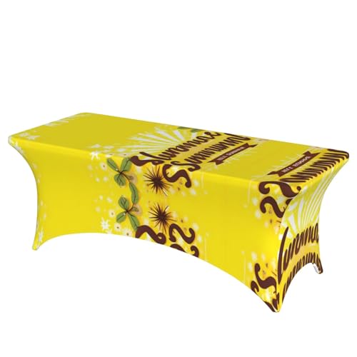 KoNsev Tischdecke, rechteckig, waschbar, leicht, langlebig, hohe Elastizität, dekorative Tischdecken mit gelbem Hintergrund von KoNsev