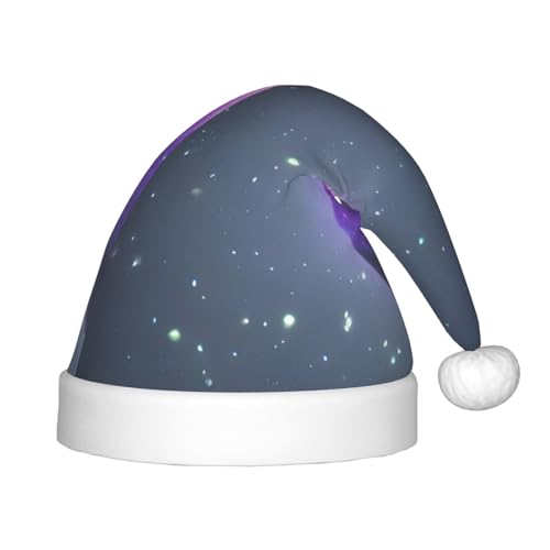 KoNsev Weihnachtsmütze aus Plüsch, Motiv: Galaxie, Sternenwelt, Violett, 1 Stück, Weihnachtsmützen für Weihnachtsfeier, Unisex, Teenager, Partyzubehör von KoNsev