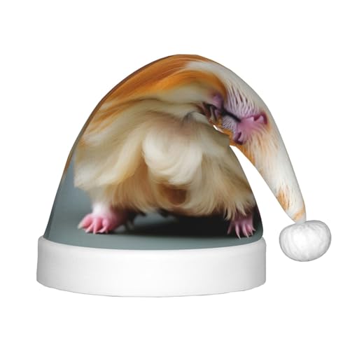 KoNsev Weihnachtsmütze aus Plüsch, Motiv: Meerschweinchen, Weihnachtsmütze für Weihnachtsfeier, Unisex, Teenager, Partyzubehör, 1 Stück von KoNsev