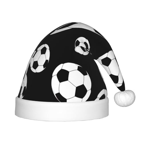 Plüsch-Weihnachtsmannmütze, Fußballmütze, Weihnachtsmütze für Weihnachtsfeier, Unisex, Teenager, Partyzubehör, Schwarz, 1 Stück von KoNsev