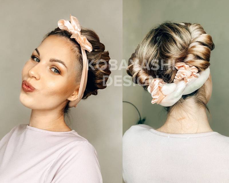 Reine Seide Heatless-Locken Haarband Mit Schleife, Langes Lockenwickler-Kit Scrunchy, Kein Fizz Beachy Wave-Set, Perfektes Geschenk Für Sie von KobayashiDesign