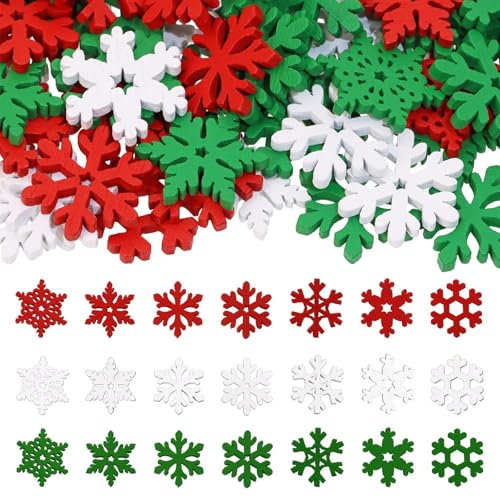 100 Stück Schneeflocken Deko Konfetti, Streudeko Weihnachten Deko, Holz Schneeflocken Konfetti für Tischdeko Weihnachten, DIY Tischdeko Winter Deko, Winterdeko Confetti für DIY Basteln, Silvester Deko von Koboko