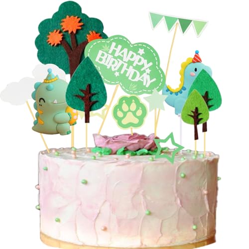 KOBOKO 3D Dinosaurier Geburtstag Tortendeko, Happy Birthday Tortendeko, Dinosaurier Deko Torte, Cupcake Toppers, Dino Deko Kindergeburtstag, Cake Topper für Junge Geburtstag Party von Koboko