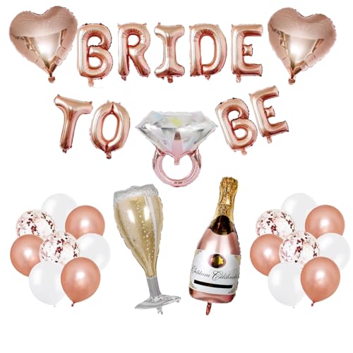 KOBOKO Bride to Be Deko Ballons, Junggesellenabschied Frauen Deko Luftballons Rosegold, Jga Deko Frauen Folienballons, Rosegold Ballon für Junggesellenabschied Deko,Brautparty,Bachelorette Party Deko von Koboko