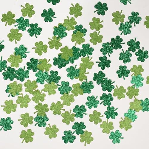 KOBOKO Kleeblatt Deko Konfetti Geburtstag,100 Stück Glücksklee Streudeko Hochzeit,Tischdeko Geburtstag Grün,St Patricks Day Deko,Glitzer Confetti für St. Patricks,Babyparty,Geburtstagdeko,Irland Deko von Koboko