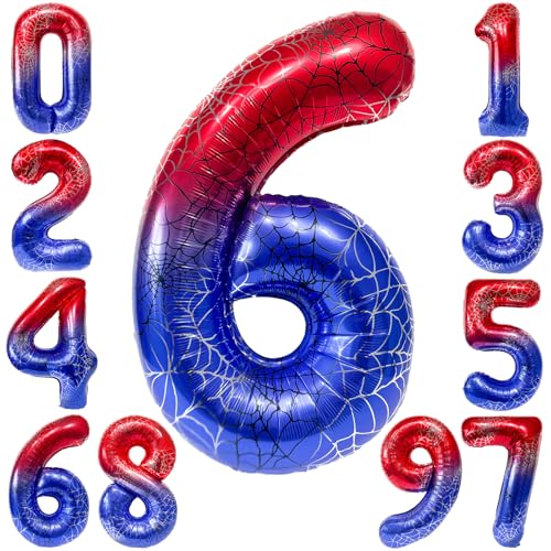 KOBOKO Spider Luftballon 6. Geburtstag Junge, 40 Zoll Folienballon Zahl 6, Spidey Geburtstagsdeko 6 Jahre Junge, Spinnen Ballon 6 Geburtstags, Superhelden Deko Luftballons Geburtstag 6 Jahre Junge KOBOKO Spider Luftballon 6. Geburtstag Junge, 40 Zoll Folienballon Zahl 6, Spidey Geburtstagsdeko 6 Jahre Junge, Spinnen Ballon 6 Geburtstags, Superhelden Deko Luftballons Geburtstag 6 Jahre Junge von Koboko