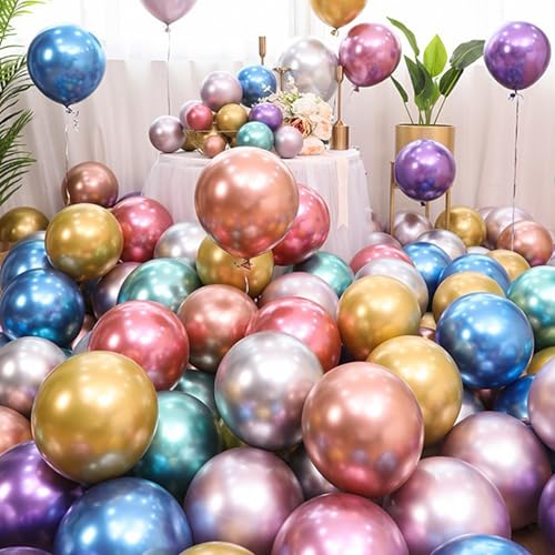 KOBOKO Luftballons Bunt Metallic, 50 Stück 12 Zoll Metallic Party Ballons Geburtstag Deko, Bunte Helium Ballon Geburtstagdeko, Luftballon Bunt für Geburtstag, Hochzeit, Babyparty, Feiertagsparty Deko von Koboko