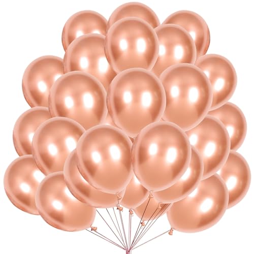 KOBOKO Luftballons Rosegold Metallic, 50 Stück Ballons Rosegold Hochzeitsdeko, Rosa Luftballons Geburtstag Mädchen, Rosegold Helium Ballons Partydeko, Rosa Ballon für Geburtstag,Valentinstag,Hochzeit von Koboko