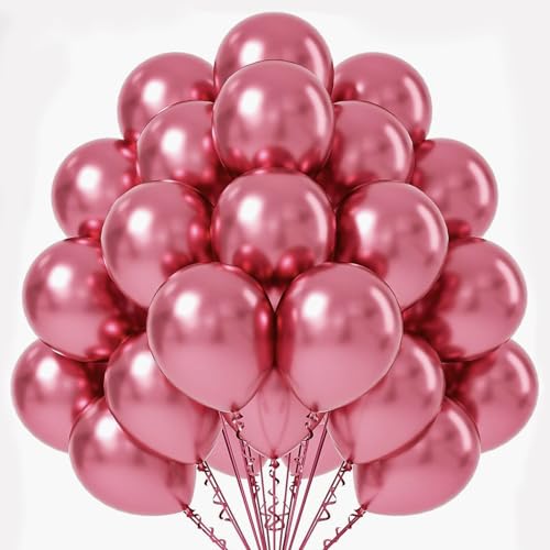 KOBOKO Luftballons Rosa Metallic, 50 Stück 12 Zoll Rosa Ballons Geburtstagsdeko Mädchen, Luftballons Pink Geburtstag Deko, Rosa Helium Ballons Rot, Ballons Pink für Hochzeit Babyparty Party Deko von Koboko