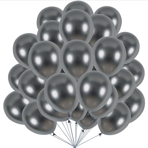 KOBOKO Schwarze Luftballons Metallic, 50 Stück 12 Zoll Luftballons Schwarz, Schwarze Ballons Party Deko, Schwarz Helium Luftballons Geburtstag, Helium Ballons Schwarz für Geburtstag Hochzeit Deko von Koboko