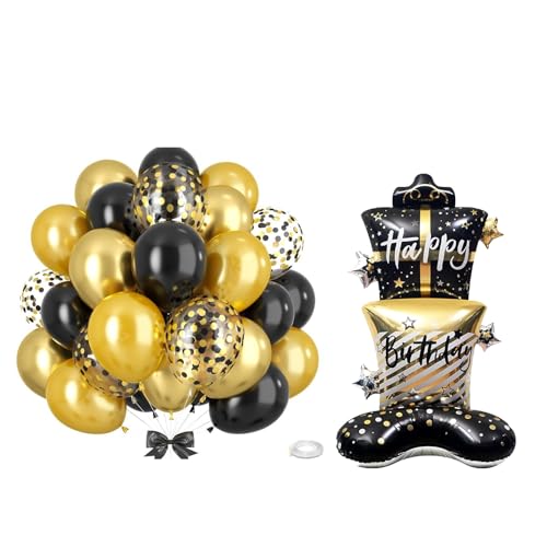 KOBOKO Stehend Folienballons Geburtstag Luftballons Schwarz Gold KOBOKO Stehend Folienballons Geburtstag Luftballons Schwarz Gold von Koboko