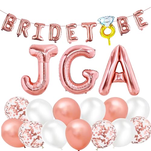 KOBOKO Jga Deko Luftballons,32 Inch Junggesellenabschied Frauen Deko,Bride To Be Deko,Rosegold Konfetti Luftballons Banner Girlande Folienballons für Tochter Mädchen Abschied Party von Koboko