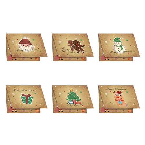 Koboko 12 Stück Weihnachtskarten Set, Klappkarten für Weihnachten, Weihnachtskarten Postkarten Kommt mit 6 Designs Merry Christmas, Weihnachtskarte zum Aufklappen, für Männer, Frauen und Kinder von Koboko