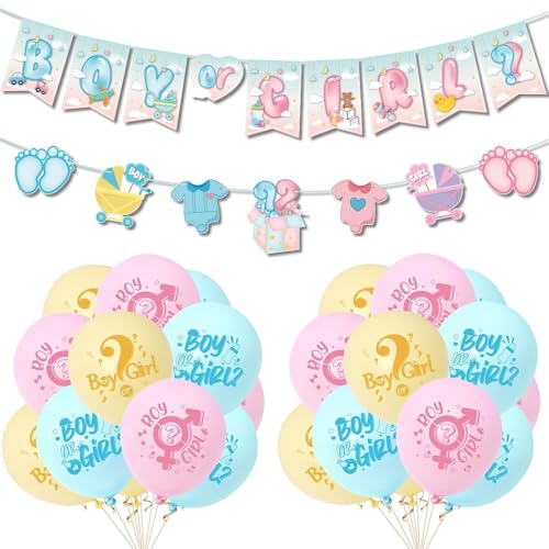 KOBOKO Gender Reveal Party Deko Set, Boy or Girl Banner Rosa Blaue Luftballons, Babyparty Deko Mädchen Junge, Gender Reveal Balloon, Baby Shower Deko, Luftballons Set für Baby Party Babyshowerparty KOBOKO Gender Reveal Party Deko Set, Boy or Girl Banner Rosa Blaue Luftballons, Babyparty Deko Mädchen Junge, Gender Reveal Balloon, Baby Shower Deko, Luftballons Set für Baby Party Babyshowerparty von Koboko