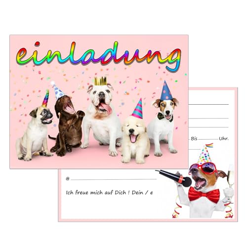 Koboko 20 Stücke Party-Hund Einladungskarten Kindergeburtstag, Einladung Kindergeburtstag, Lustige Premium Einladung zum Kinder-Geburtstag oder Party für Jungen Mädchen & Erwachsene von Koboko