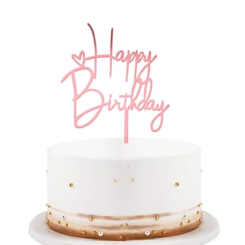 KOBOKO Happy Birthday Cake Topper, Acryl Tortendeko Geburtstag, Roségold Kuchen Deko Geburtstag, Happy Birthday Tortendeko, Happy Birthday Torten Topper Geburtstag Mädchen Jungen Frau Mann 10X14,5cm von Koboko