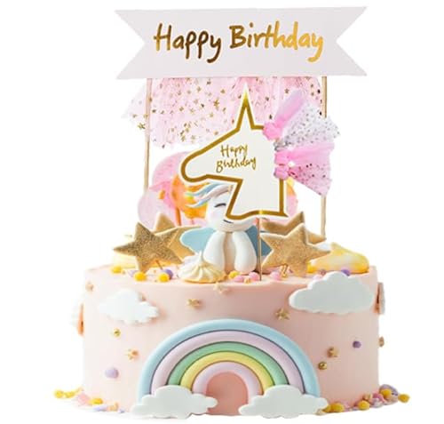 KOBOKO Einhorn Tortendeko Geburtstag, Happy Birthday Einhorn Deko Kuchen, Unicorn Cake Topper, Einhorn Kuchen Topper für Kinder Mädchen, Tortendeko Einhorn für Motto Party Geburtstag Kuchen Deko von Koboko