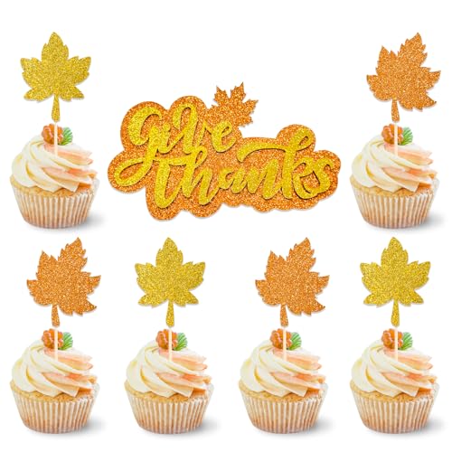 KOBOKO 13 Stk Tortendeko Herbst,Ahornblätter Cake Topper,Herbst Deko Torte,Herbstblätter Cupcake Deko,Herbstdeko Kuchendeko,Kuchen Topper Erntedankfest Deko,Herbst Dekoration,Autumn Decor von Koboko