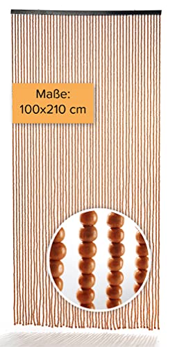 Kobolo Perlenvorhang Türvorhang Choco Holzperlen braun 50 Stränge 100x210cm - rechteckig - Zimmertüren, Balkon/Terrassentür von Kobolo