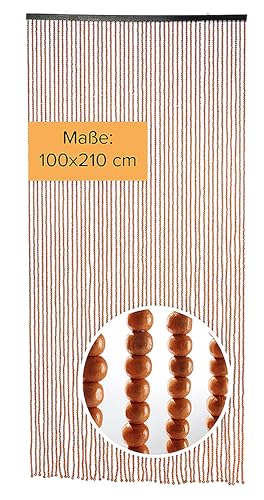 Kobolo Perlenvorhang Türvorhang Choco Holzperlen braun 50 Stränge 100x210cm - rechteckig - Zimmertüren, Balkon/Terrassentür von Kobolo