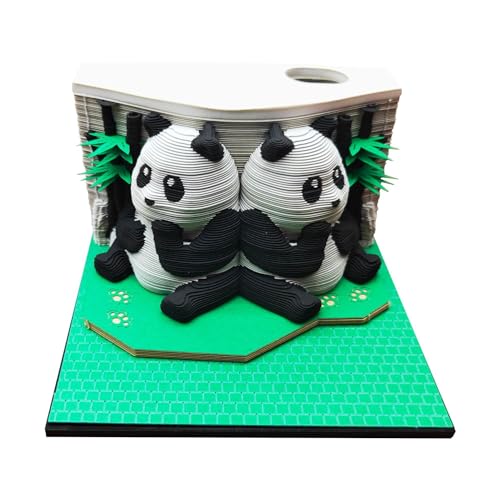 Kocusu 3D Kalender Abreißen 2025 Panda,3D Wochenkalender Abreißen mit Stifthalter,Tischkalender Notizblock,DIY Papierschnitzerei für Neujahr,Valentinstag,Schreibtisch,Ornament(ohne Licht) von Kocusu