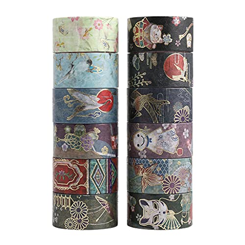 Kodbww Bronzier-Klebeband im japanischen Stil, für Erwachsene, Kinder, Kunst, Geschenkverpackung, 12 Stück von Kodbww