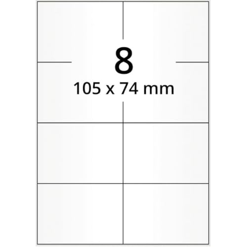 Laseretiketten, weiß, Papier, 105x74mm, 100Bogen/VE, 8/Bogen Laseretiketten, weiß, Papier, 105x74mm, 100Bogen/VE, 8/Bogen von König Werbeanlagen