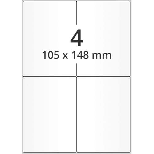 Laseretiketten,f.schwierige Oberflächen,weiß,Papier,105x148mm,4/BOG,100 Bogen/VE Laseretiketten,f.schwierige Oberflächen,weiß,Papier,105x148mm,4/BOG,100 Bogen/VE von König Werbeanlagen