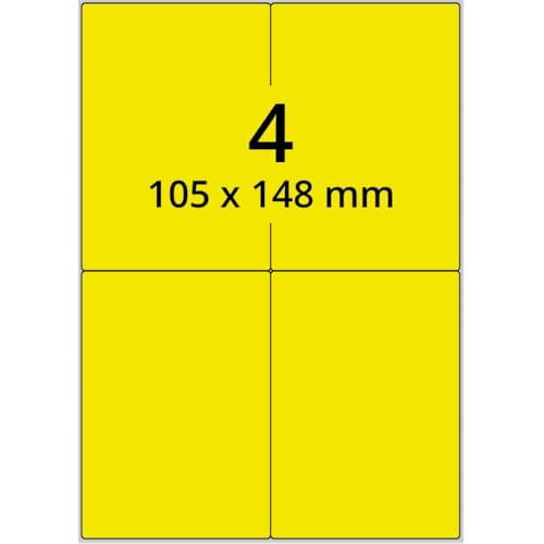 Neon-Laser Etiketten, neongelb, matt, Papier, 105x148mm, 100Bogen/VE, 4/Bogen Neon-Laser Etiketten, neongelb, matt, Papier, 105x148mm, 100Bogen/VE, 4/Bogen von König Werbeanlagen
