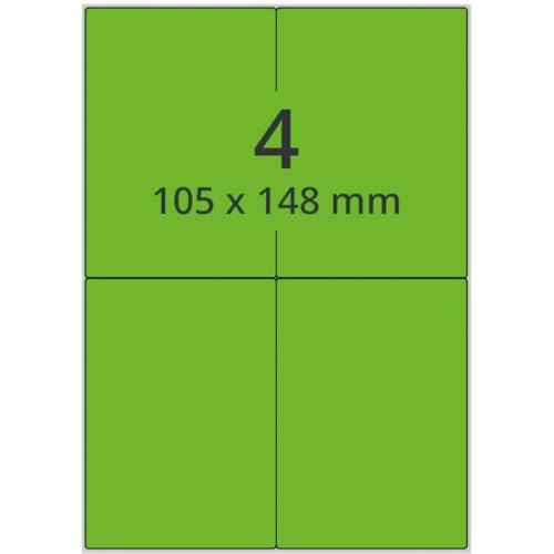 Neon-Laser Etiketten, neongrün, matt, Papier, 105x148mm, 100Bogen/VE, 4/Bogen Neon-Laser Etiketten, neongrün, matt, Papier, 105x148mm, 100Bogen/VE, 4/Bogen von König Werbeanlagen