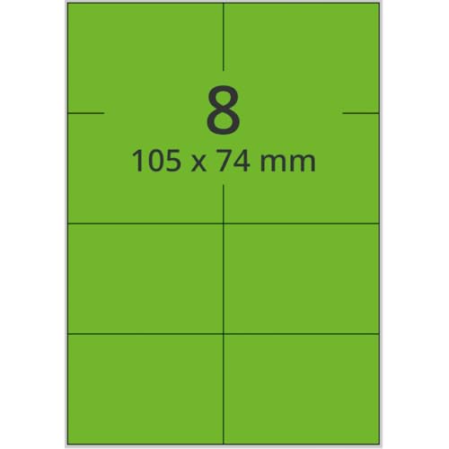 Neon-Laser Etiketten, neongrün, matt, Papier, 105x74mm, 100Bogen/VE, 8/Bogen Neon-Laser Etiketten, neongrün, matt, Papier, 105x74mm, 100Bogen/VE, 8/Bogen von König Werbeanlagen