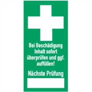 Prüfsiegel für Erste-Hilfe-Einrichtung aus Papier, 3,7 x 1,8cm 10 Stück von König Werbeanlagen