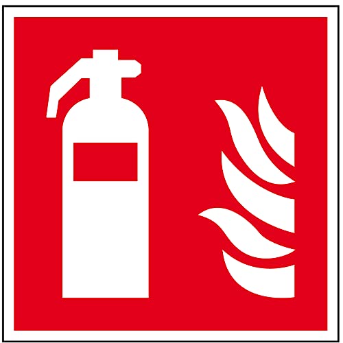 Schild I Brandschutzschild Feuerlöscher, Kunststoff, 300x300mm, ASR A1.3, DIN EN ISO 7010 F001 von König Werbeanlagen