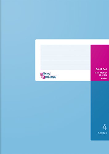 König & Ebhardt Brunnen 8612041 Geschäftsbuch / Spaltenbuch (A4, mit festem Kopf, 4 Spalten, 80g/m²) Blau, Magenta von König & Ebhardt